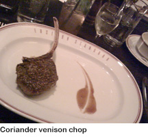 Coriander venison chop Eastern Standard