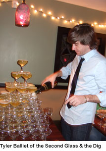 Tyler Balliet and the champagne tower